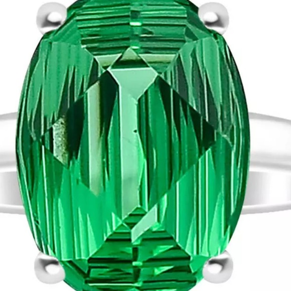 Faceted green tourmaline sterling silver ring 7.5 - Picture 4 of 4